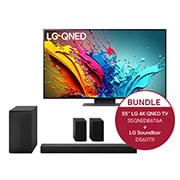 Vorderseite von 55 Zoll LG QNED86 4K Smart TV &#43; 5.1 Soundbar DS60TR mit 440 Watt  55QNED86T6A.DS60TR