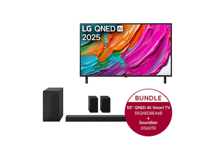 LG 55 Zoll LG QNED AI QNED8E 4K Smart TV LG Home Theater Soundbar DS60TR, 55QNED8EA6B.DS60TR