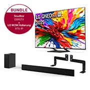 Vorderseite von 55 Zoll LG 4K QNED evo AI MiniLED TV &#43; 5.1.3 Kanal LG TV Soundbar DS90TY mit Dolby Atmos  55QNED93A6A.DS90TY