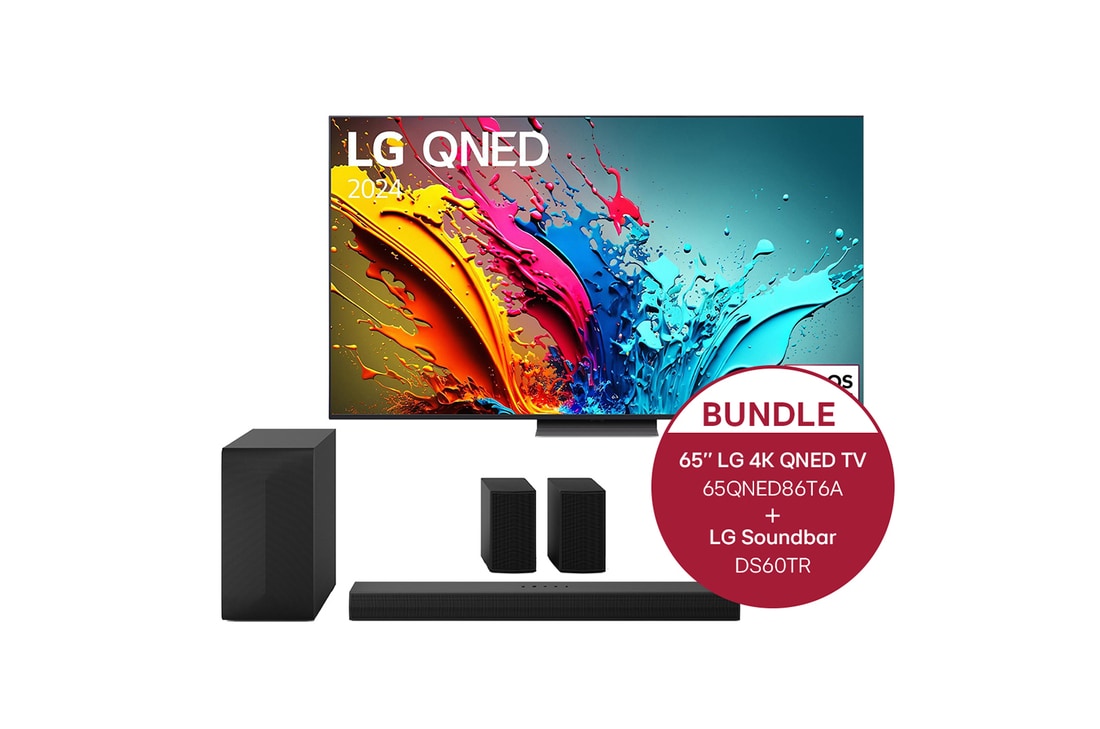LG 65 Zoll LG QNED86 4K Smart TV + 5.1 Soundbar DS60TR mit 440 Watt , 65QNED86T6A.DS60TR