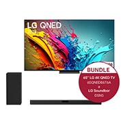 Vorderseite von 65 Zoll LG QNED86 4K Smart TV + 2.1 Soundbar mit 400 Watt 65QNED86T6A.DSN5