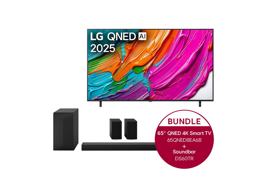 LG 65 Zoll LG QNED AI QNED8E 4K Smart TV & LG Home Theater Soundbar DS60TR, 65QNED8EA6B.DS60TR