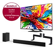 Vorderseite von 65 Zoll LG 4K QNED evo AI MiniLED TV &#43; 5.1.3 Kanal LG TV Soundbar DS90TY mit Dolby Atmos  65QNED93A6A.DS90TY