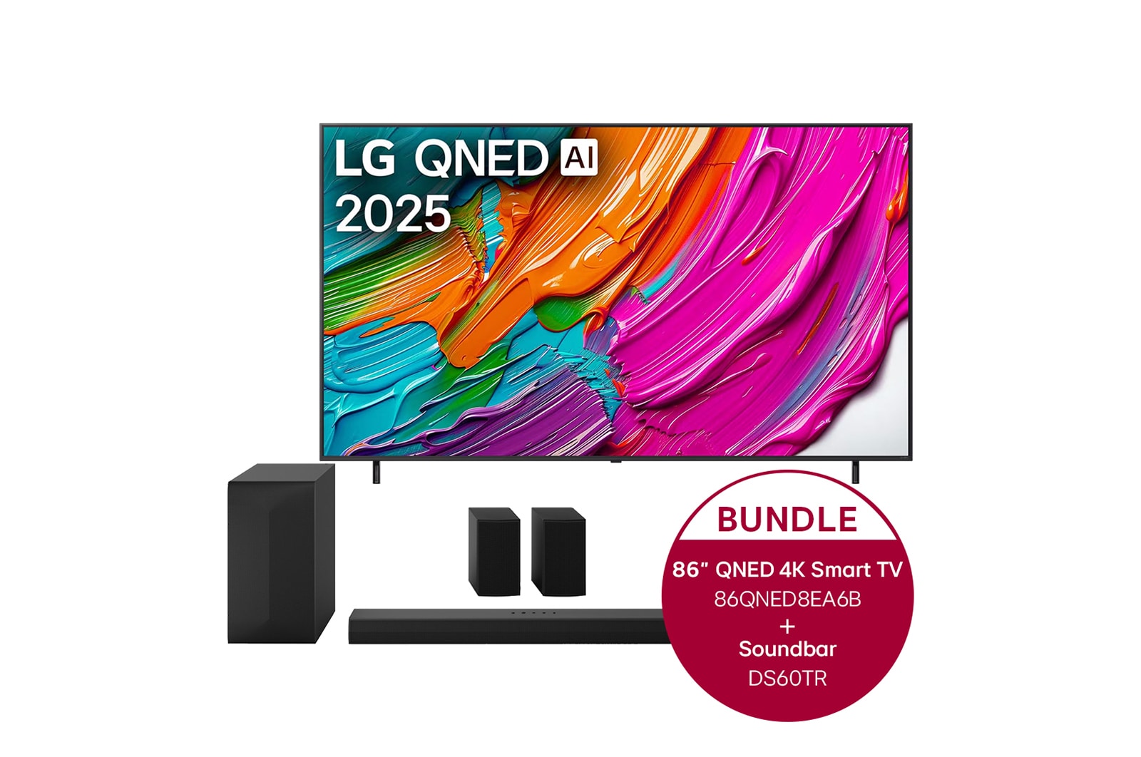LG 86 Zoll LG QNED AI QNED8E 4K Smart TV & LG Home Theater Soundbar DS60TR, 86 Zoll LG QNED AI QNED8E 4K Smart TV