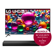 LG 86 Zoll 4K LG UHD AI Smart TV UA75 + 2.0 Kanal LG TV Soundbar S20A mit Dolby Digital und DTS Surround, 86UA75006LA.S20A