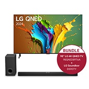 Vorderseite von 98 Zoll 4K LG QNED Smart TV QNED89 &#43; 5.1.3 Kanal LG TV Soundbar DS90TY mit Dolby Atmos  98QNED89T6A.DS90TY