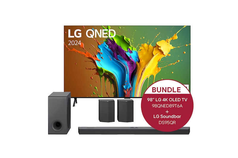 LG 98 Zoll 4K LG QNED Smart TV QNED89 + 9.1.5 Dolby Atmos® Soundbar mit 810 Watt | kabelloser Subwoofer | 3-Way-Upfiring-Rücklautsprecher, 98QNED89T6A.DS95QR