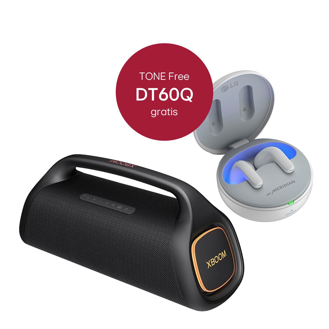 Vorderseite von DXG9QBK LG XBOOM Go &amp; LG TONE Free DT60Q DXG9QBK.DT60QWH