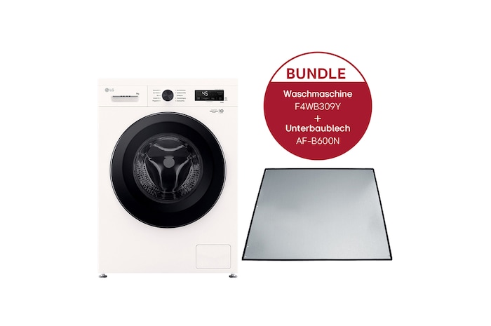 LG Waschmaschine (A, 9 kg, 1.310 U./Min.) Unterbaufähig mit Steam & Inverter Direct Drive® + Unterbaublech | F4WB309YB.AFB600N, F4WB309Y.AFB600N