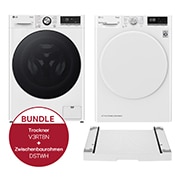 Vorderseite von Waschmaschine (11 kg, 1.400 U./Min), Trockner (8 kg) und Zwischenbaurahmen im Set | F4WR701Y.V3RT8N F4WR701Y.V3RT8N