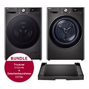 Vorderseite von Schwarze Waschmaschine (11 kg, 1.400 U./Min.) und Trockner (8kg) im Set | F4WR701YB.RT80V9B F4WR701YB.RT80V9B