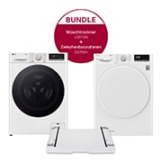 Vorderseite von Waschmaschine (9 kg, 1.360 U./Min.), Trockner (8 kg) und Zwischenbaurahmen im Set | F4WR709G-D.V3RT8N F4WR709G-D.V3RT8N