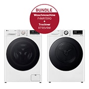 Vorderseite von Waschmaschine Weiß (9 kg, 1.360 U./Min., EEK A) mit AI DD® &#43; Trockner Weiß (9 kg, EEK A&#43;&#43;&#43;) mit Dual Inverter Wärmepumpentechnologie F4WR709G.RT90V9W