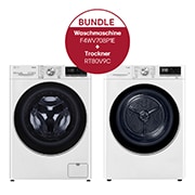 Vorderseite von Waschmaschine Weiß (8 kg, 1.400 U./Min., EEK A) mit AI DD® &#43; Trockner (8 kg, EEK A&#43;&#43;&#43;) mit Dual Inverter Wärmepumpentechnologie  F4WV708P1E.RT80V9C