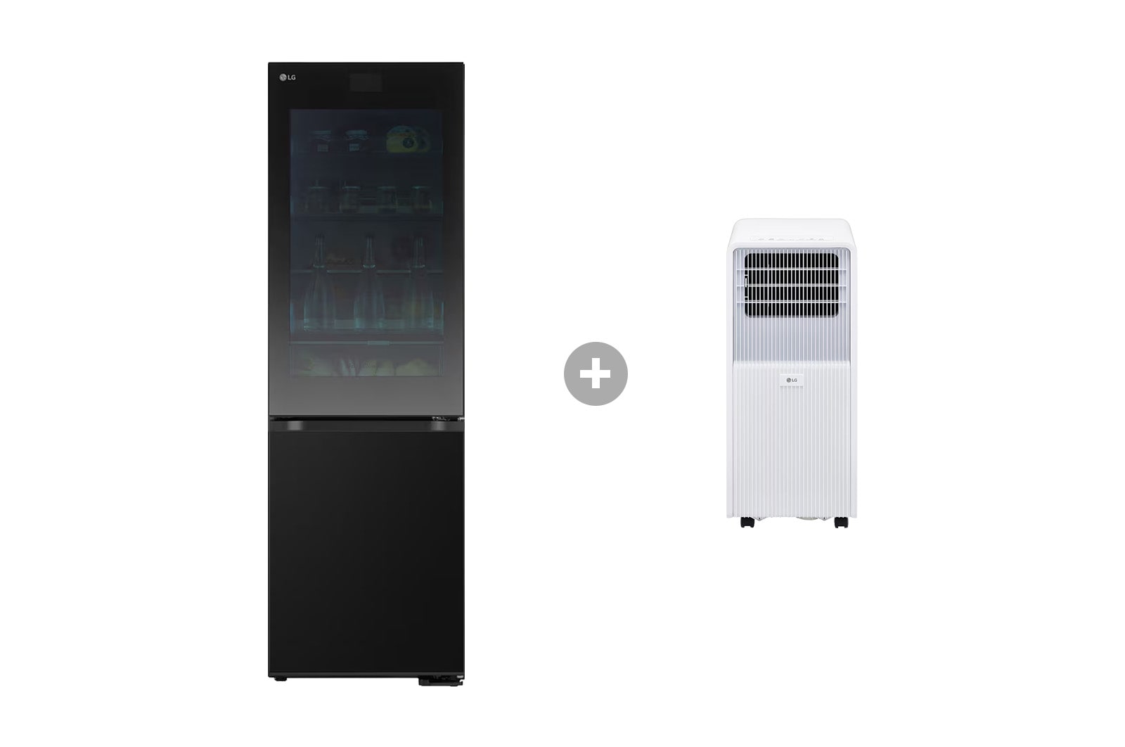 Vorderseite von Kühl-Gefrierkombination mit InstaView® (EEK C, 349L, 186 cm hoch) GBG7190CEV & Mobile Klimaanlage GBG7190CEV.TF09001