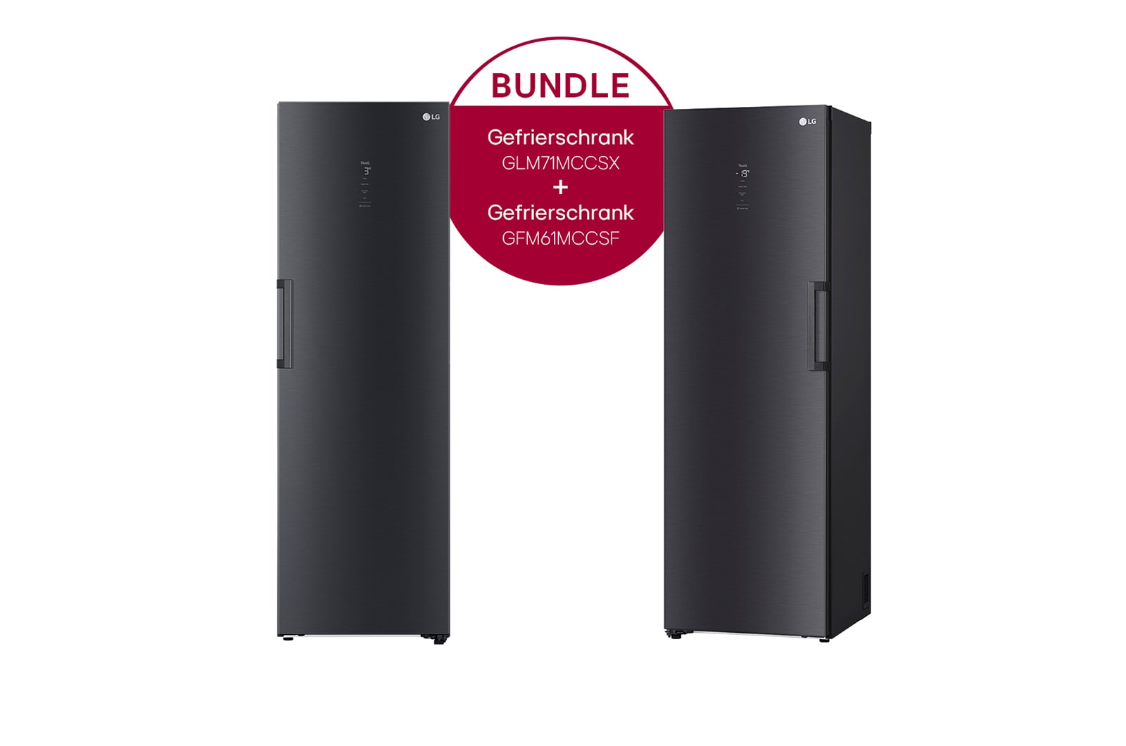 LG Freistehender Kühlschrank (C, 386L, 186cm hoch) und Gefrierschrank (D, ​324L, 186cm hoch) im Set | GLM71MCCSX.61MCCSF, GLM71MCCSX.61MCCSF
