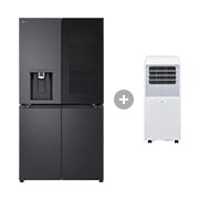 Vorderseite von Multi-Door Kühlschrank mit InstaView® (EEK E, 638L, 179,2cm hoch)  GMG960EVEE & Mobile Klimaanlage GMG960EVEE.TF09001