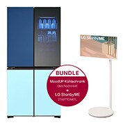Vorderseite von InstaView MoodUP®️ Multi-Door Kühlschrank (E, 617L, 186,5cm hoch) und LG StanbyME im Set | GMV960NNME.27ART10 GMV960NNME.27ART10