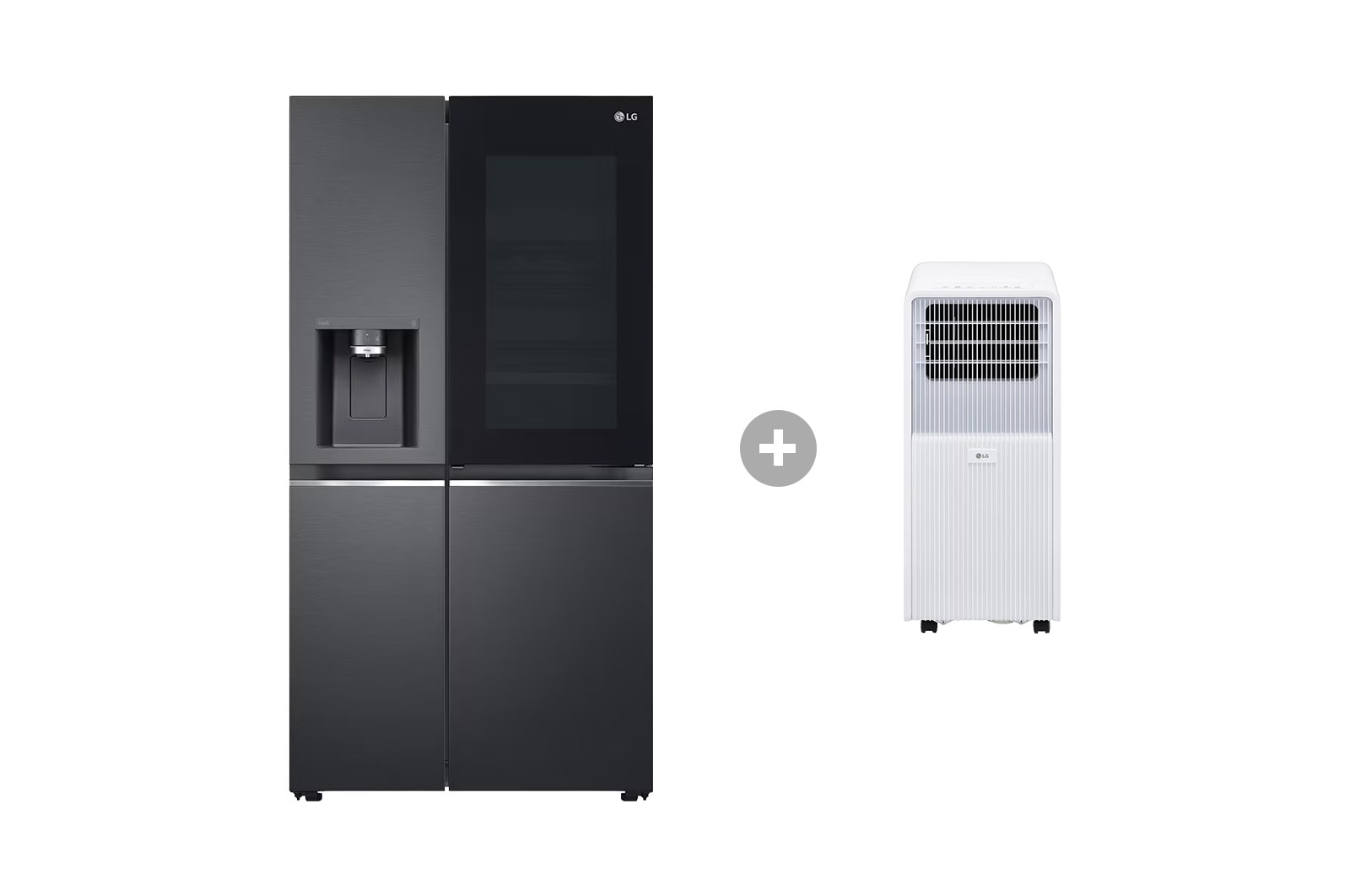 Vorderseite von Side-by-Side Kühlschrank mit InstaView Door-in-Door® (EEK E, 635L, 179cm hoch) GSXB90MCDE & Mobile Klimaanlage  GSXB90MCDE.TF09001