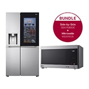 Vorderseite von Side-by-Side Kühlschrank mit InstaView Door-in-Door® (E, 635L, 179cm hoch ) und Solo-Mikrowelle (25L, 1000 Watt) im Set | GSXV90BSDE.2595CIS GSXV90BSDE.2595CIS