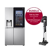 Vorderseite von Side-by-Side Kühlschrank mit InstaView Door-in-Door® (E, 635L, 179 cm hoch ) und Handstaubsauger Fantasy Silver im Set | GSXV90BSDE.CORE1S GSXV90BSDE.CORE1S