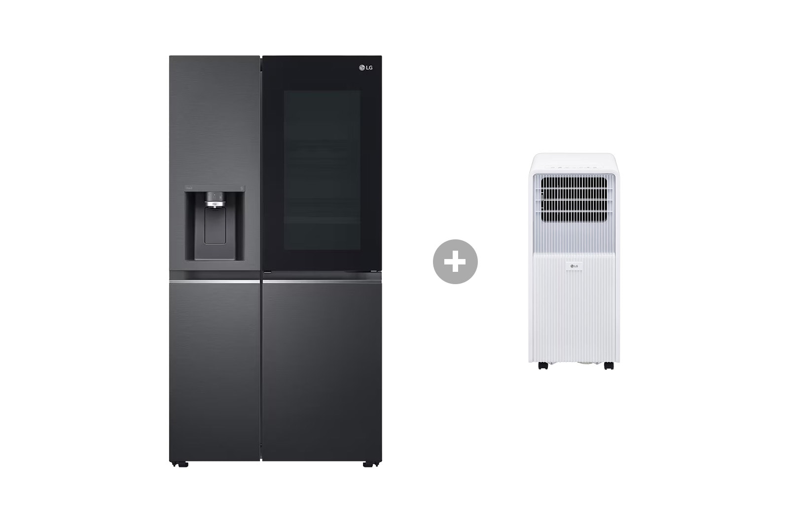 Vorderseite von Side-by-Side Kühlschrank mit InstaView Door-in-Door® (EEK E, 635L, 179cm hoch) GSXV90MCAE & Mobile Klimaanlage GSXV90MCAE.TF09001