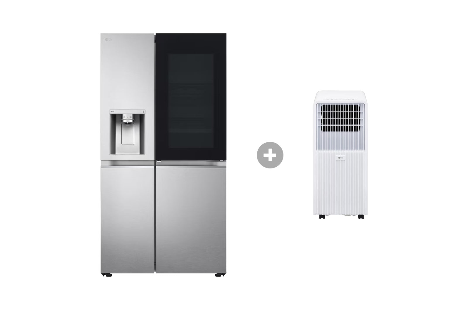 LG Side-by-Side Kühlschrank mit InstaView Door-in-Door® (EEK E, 635L, 179cm hoch) GSXV91BSAE & Mobile Klimaanlage, GSXV91BSAE.TF09001