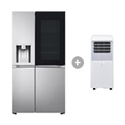 LG Side-by-Side Kühlschrank mit InstaView Door-in-Door® (EEK E, 635L, 179cm hoch) GSXV91BSAE & Mobile Klimaanlage, GSXV91BSAE.TF09001