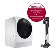 LG SIGNATURE Waschtrockner (12kg / 7kg, 1.600 U./Min.) + Handstaubsauger Fantasy Silver mit 2 Akkus, LSWD100X.CORE1S