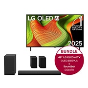 LG 48 Zoll LG OLED AI B5 4K Smart TV + 4.1-Kanal LG Home Theater Soundbar DS40TR mit Surround-Sound und hinteren Lautsprechern, OLED48B59LA.DS40TR