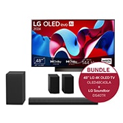Vorderseite von 48 Zoll LG OLED evo C4 4K Smart TV &#43; 4.1 Soundbar DS40TR mit 400 Watt OLED48C43LA.DS40TR