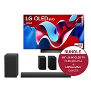 Vorderseite von 48 Zoll LG OLED evo C4 4k Smart TV &#43; 4.1 Soundbar DS40TR mit 400 Watt OLED48C47LA.DS40TR