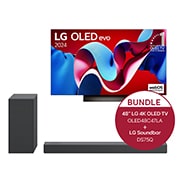 Vorderseite von 48 Zoll LG OLED evo C4 4k Smart TV + 3.1.2 Dolby Atmos® Soundbar mit 380 Watt OLED48C47LA.DS75Q