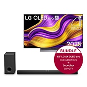 Vorderseite von 48 Zoll LG OLED evo AI G5 4K Smart TV &#43; 5.1.3 Kanal LG TV Soundbar DS90TY mit Dolby Atmos  OLED48G59LS.DS90TY