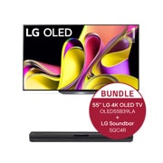 Vorderseite von 55 Zoll LG 4K OLED TV B3 + LG Soundbar SQC4R OLED55B39LA.SQC4R