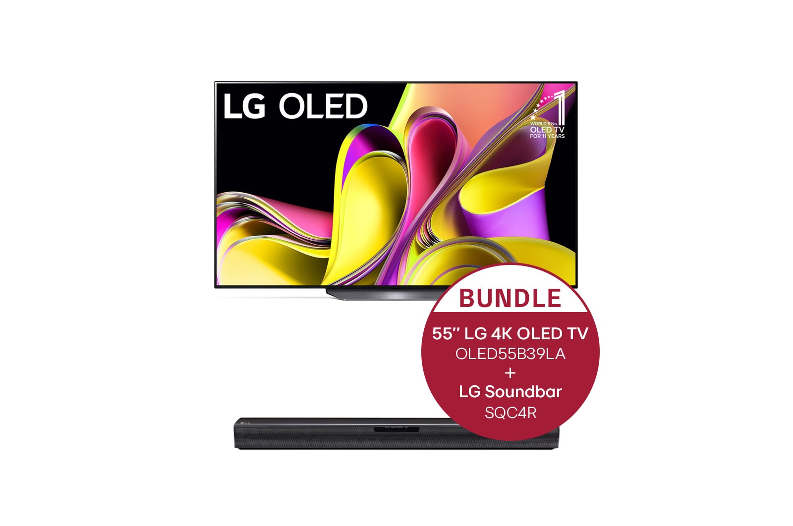 LG 55 Zoll LG 4K OLED TV B3 + LG Soundbar SQC4R, OLED55B39LA.SQC4R