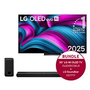 Vorderseite von 55 Zoll LG OLED evo AI C5E 4K Smart TV &#43; 3.1.3 Kanal LG TV Soundbar DS77TY mit Dolby Atmos  OLED55C5ELB.DS77TY