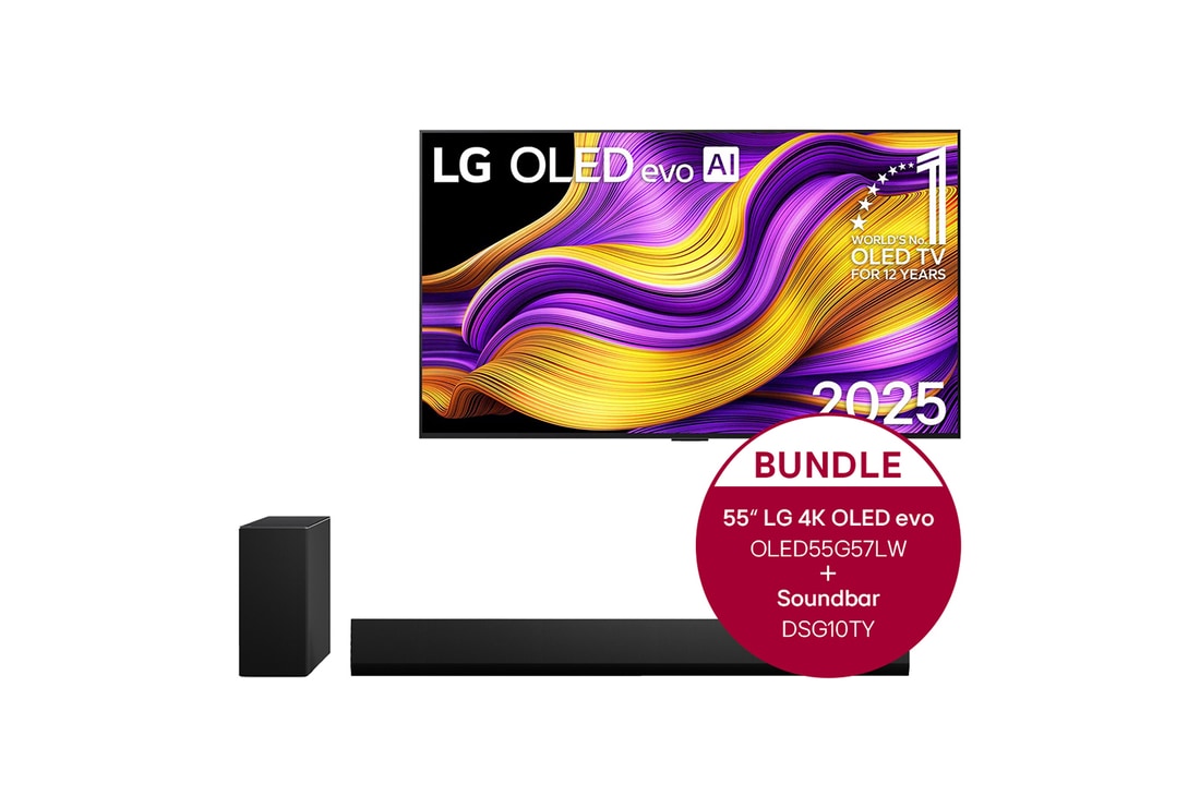 LG 55 Zoll LG OLED evo G4 4K Smart TV + 3.1 Kanal LG TV Soundbar DSG10TY mit Dolby Atmos , OLED55G57LW.DSG10TY