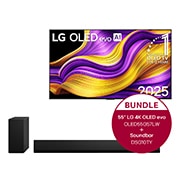 Vorderseite von 55 Zoll LG OLED evo G4 4K Smart TV &#43; 3.1 Kanal LG TV Soundbar DSG10TY mit Dolby Atmos  OLED55G57LW.DSG10TY