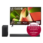 Vorderseite von 65 Zoll LG OLED B4 4K Smart TV &#43; 3.1.1 Kanal LG TV Soundbar DS70TY mit Dolby Atmos  OLED65B49LA.DS70TY