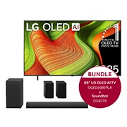 LG 65 Zoll LG OLED AI B5 4K Smart TV + 4.1-Kanal LG Home Theater Soundbar DS40TR mit Surround-Sound und hinteren Lautsprechern, OLED65B59LA.DS40TR