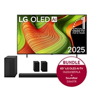 LG 65 Zoll LG OLED AI B5 4K Smart TV  + 5.1-Kanal LG Home Theater Soundbar DS60TR mit Surround-Sound und hinteren Lautsprechern, OLED65B59LA.DS60TR