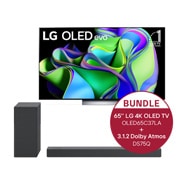 Vorderseite von 65" LG 4K OLED evo TV C3 + 3.1.2 Dolby Atmos® Soundbar mit 380 Watt OLED65C37LA.DS75Q