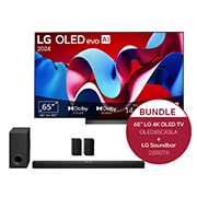 Vorderseite von 65 Zoll LG OLED evo C4 4K Smart TV &#43;  7.1.3 Dolby Atmos Soundbar DS90TR mit 670 Watt OLED65C43LA.DS90TR