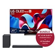 Vorderseite von 65 Zoll LG OLED evo C4 4k Smart TV &#43; 3.1.3 Dolby Atmos® Soundbar mit 400 Watt OLED65C43LA.DSC9S