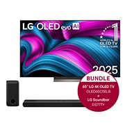 Vorderseite von 65 Zoll LG OLED evo AI C5E 4K Smart TV &#43; 3.1.3 Kanal LG TV Soundbar DS77TY mit Dolby Atmos  OLED65C5ELB.DS77TY