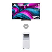Vorderseite von 65 Zoll LG OLED evo AI C5 4K Smart TV + Mobile Klimaanlage (9000 BTU) OLED65C5ELB.TF09002