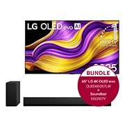 Vorderseite von 65 Zoll LG OLED evo G4 4K Smart TV &#43; 3.1 Kanal LG TV Soundbar DSG10TY mit Dolby Atmos  OLED65G57LW.DSG10TY