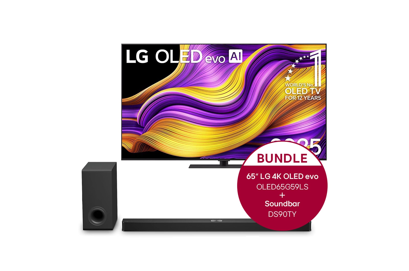 LG 65 Zoll LG OLED evo AI G5 4K Smart TV + 5.1.3 Kanal LG TV Soundbar DS90TY mit Dolby Atmo, OLED65G59LS.DS90TY