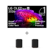 Vorderseite von 65 Zoll LG OLED evo AI G6 4K Smart TV 2026 + LG Sound Suite M5 | Dolby Atmos FlexConnect | AI Sound Pro OLED65G67LW.M5001